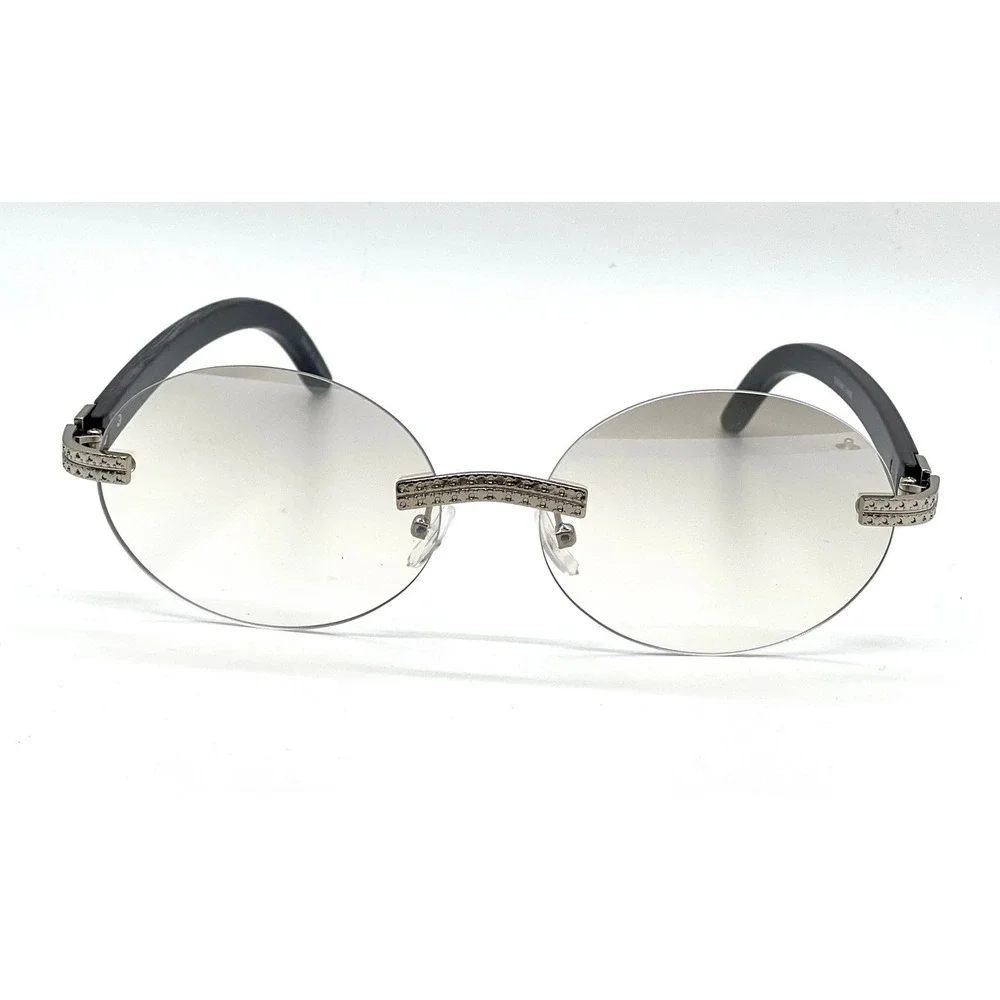Rimless Sunglasses Silver Frame Clear Tinted Lens Trendy Retro Classy 80's 90's‎